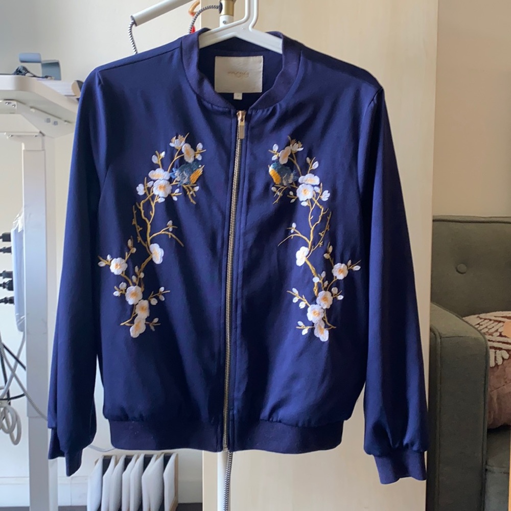 Maje embroidery bomber jacket